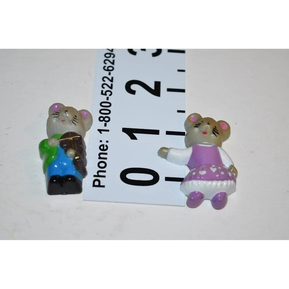Vtg Fridge Magnets 2 pc Mice Mouse Farmhouse Fiddle Square Dance Plastic retro